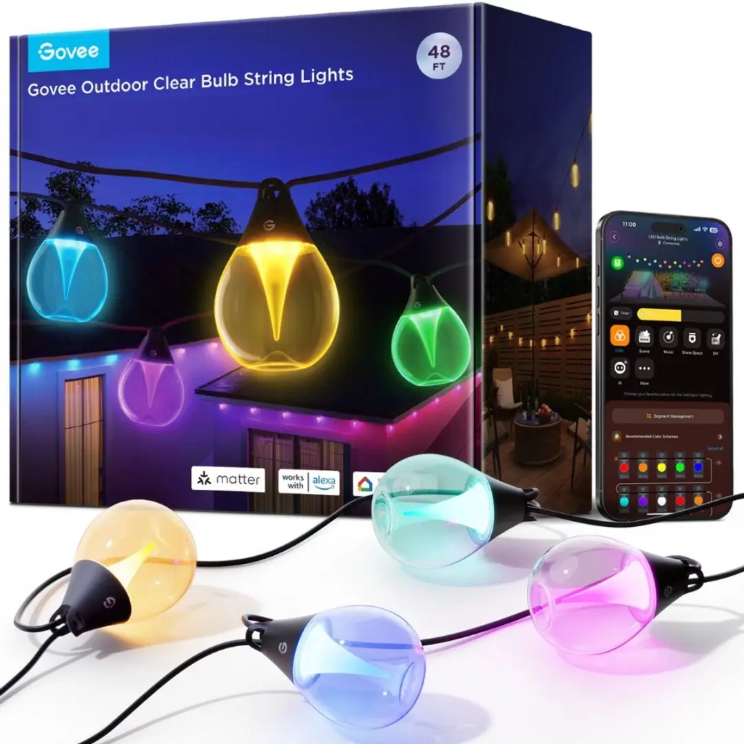 Govee Outdoor Clear Bulb String Lights RGBWW Matter