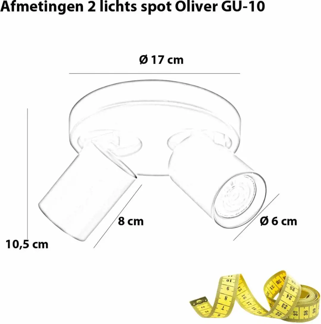 Highlight Oliver Opbouwspot GU10 - 3 Lichtpunten - Ø25cm - Metaal - afbeelding 6 van 6