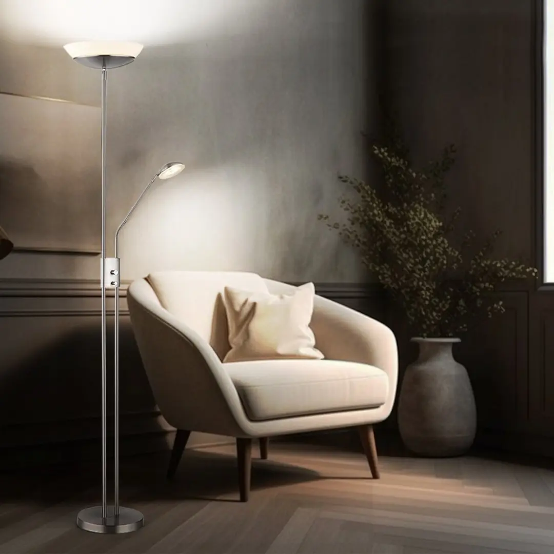 Globo Ganina Vloerlamp - Nikkel - Ø29cm - LED