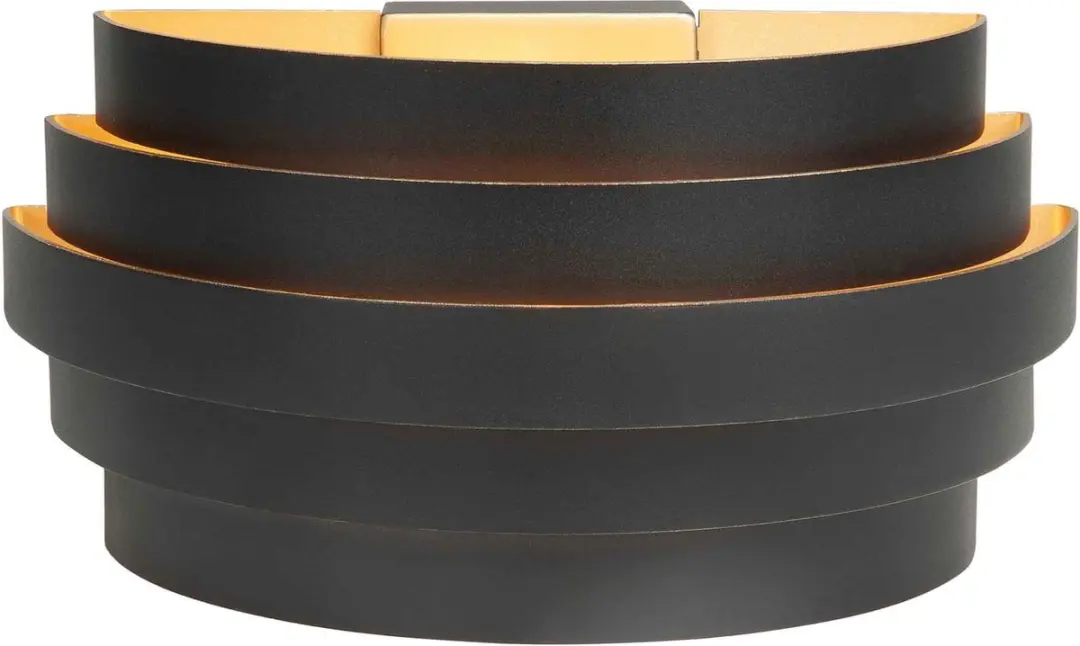 Wandlamp zwart met gouden binnenkant 25 cm