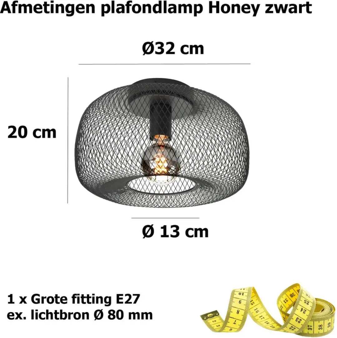 Highlight Honey Plafondlamp Ø32cm - Zwart