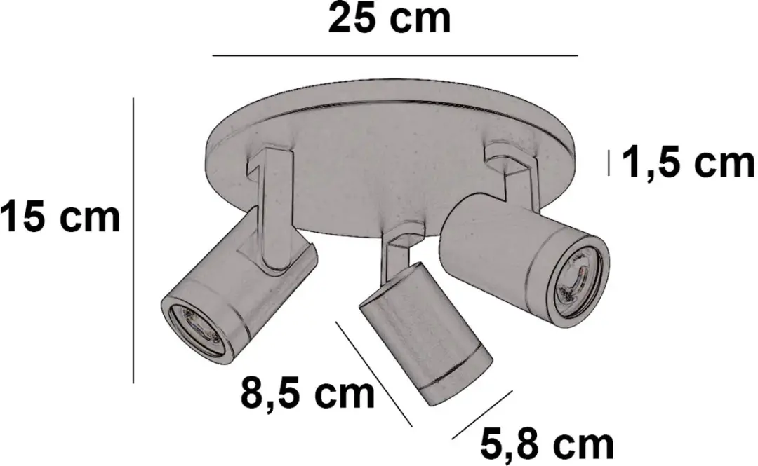Highlight Aston Opbouwspot - 3-voudig GU10 Ø25cm BronsZwart