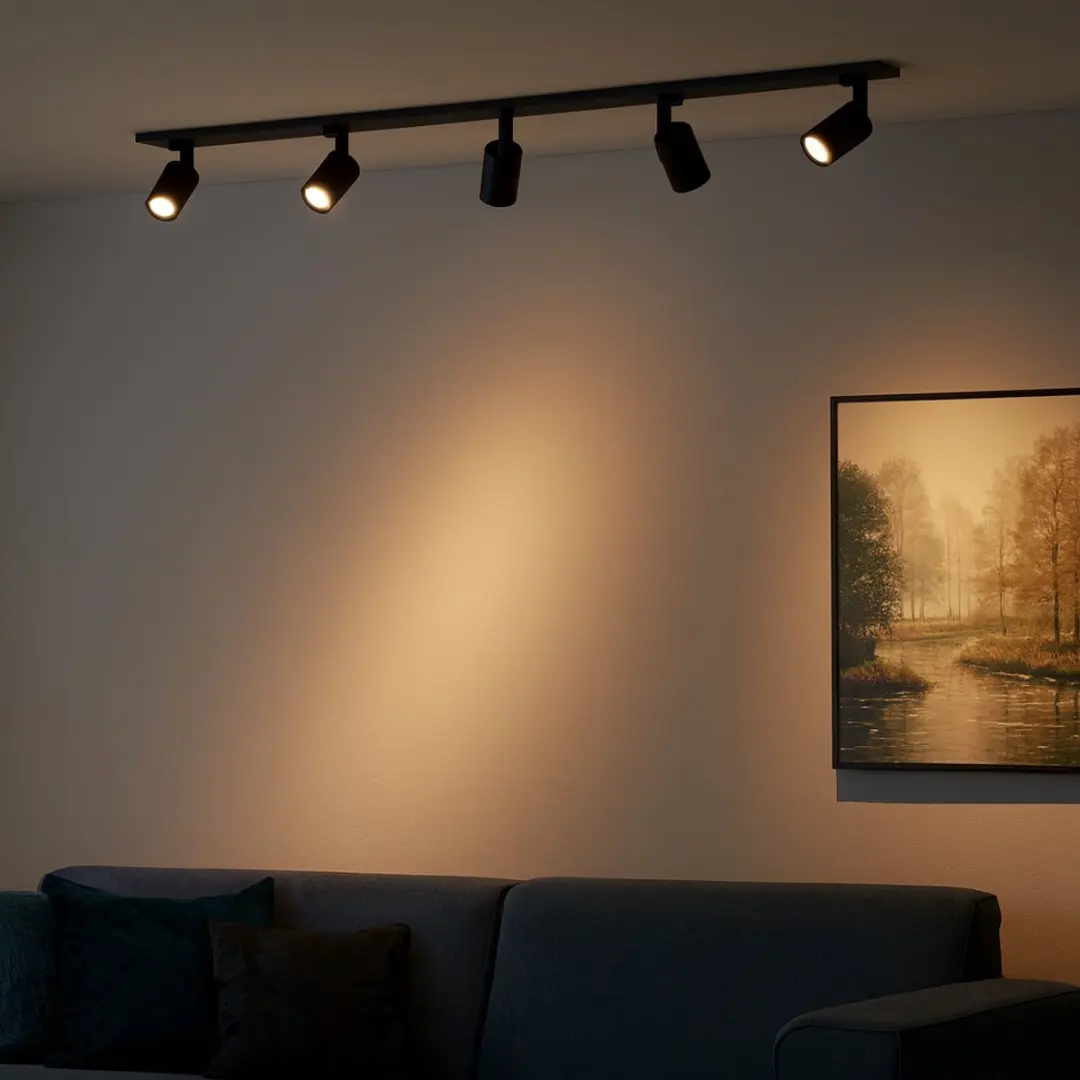 Highlight Aston Opbouwspot 5-voudig - 118cm - Zwart