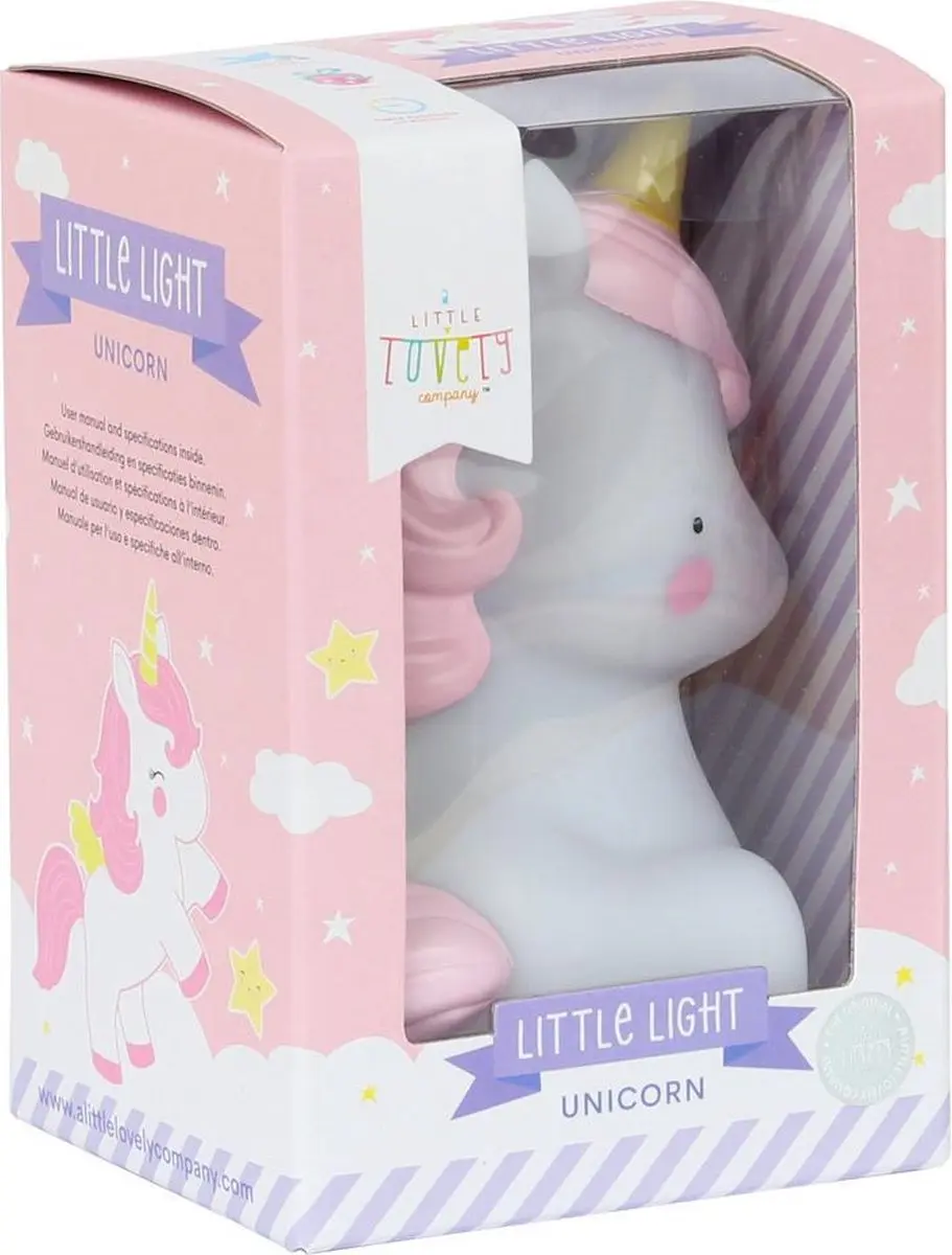 A Little Lovely Company Unicorn Nachtlampje - Roze/Wit