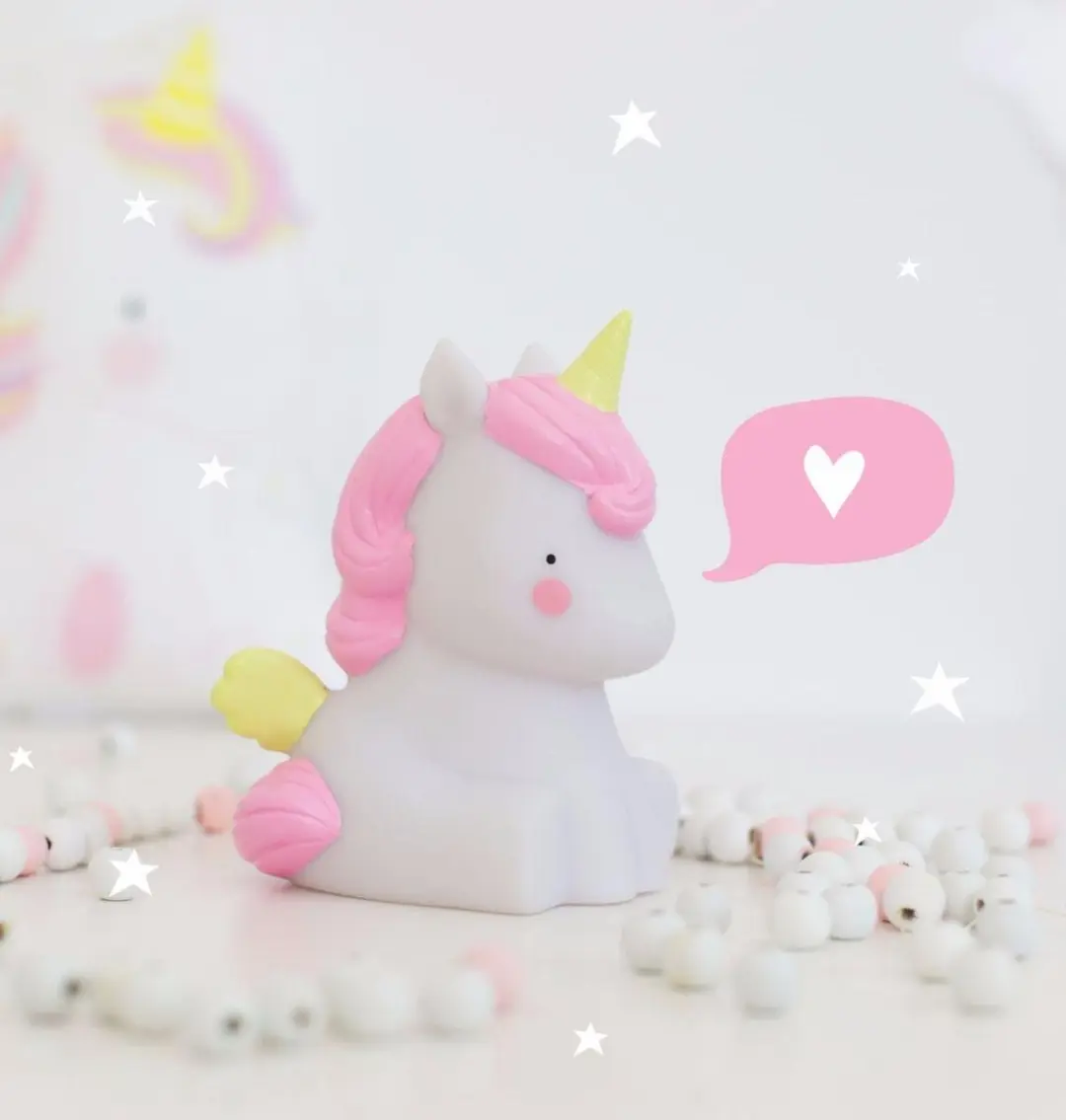 A Little Lovely Company Unicorn Nachtlampje - Roze/Wit
