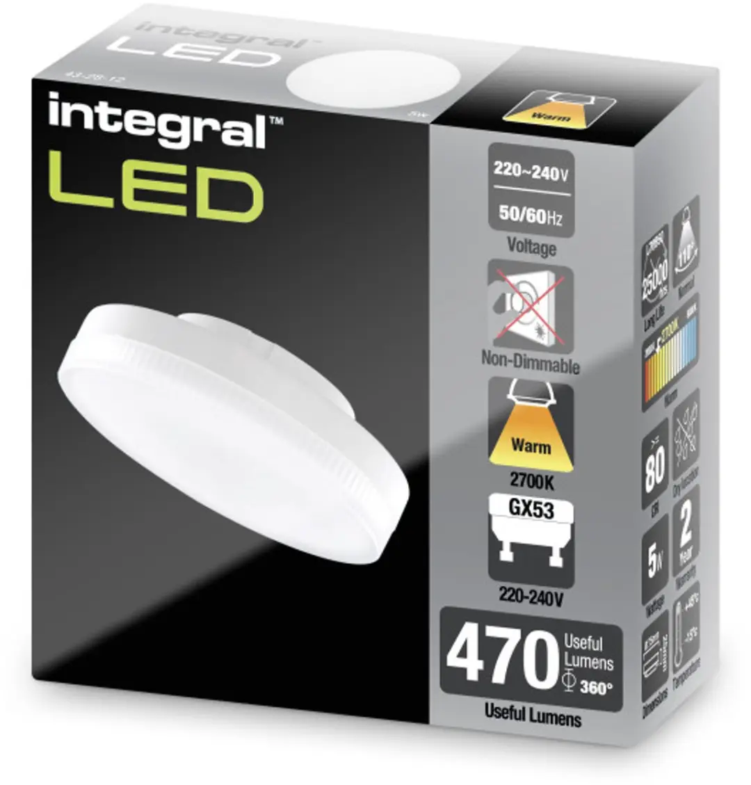Integral GX53 LED Retrofit 4.9W - Extra warm wit 2700K - Mat - afbeelding 6 van 6