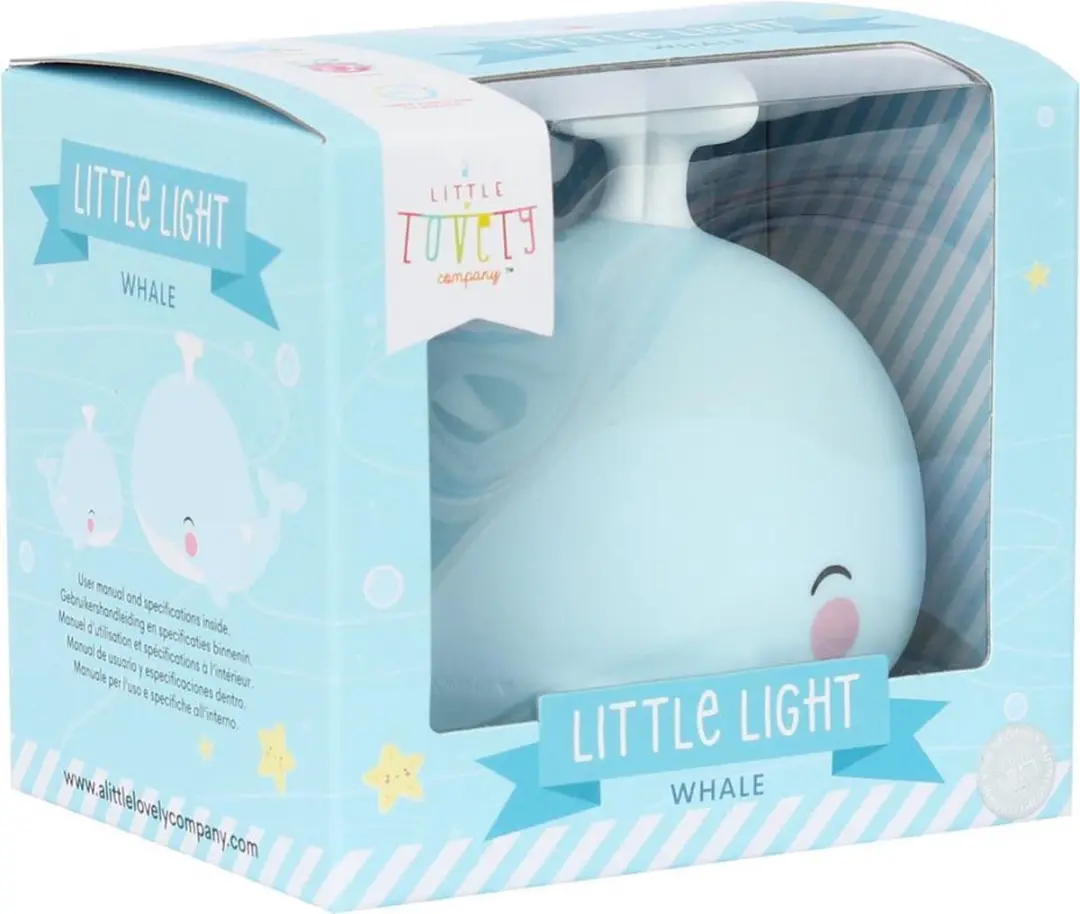 A Little Lovely Company Walvis Kinderlampje - Blauw - 1 Lichtpunt