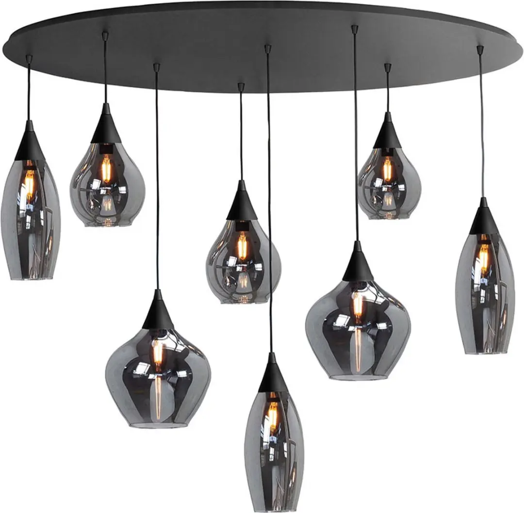 Highlight Cambio Hanglamp E14 Smoke/Zwart - 8 Lichtpunten