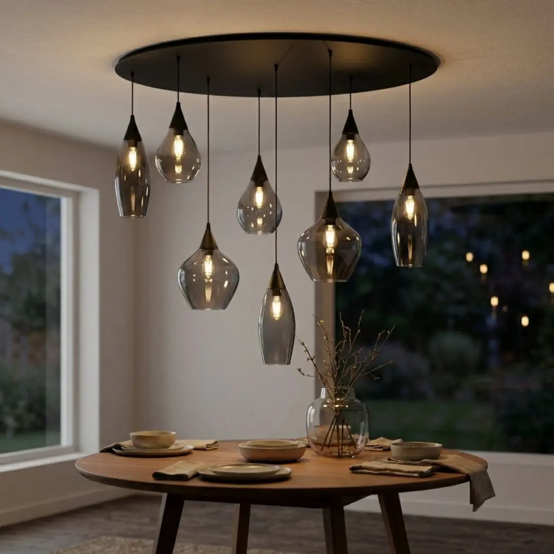 Highlight Cambio Hanglamp E14 Smoke/Zwart - 8 Lichtpunten