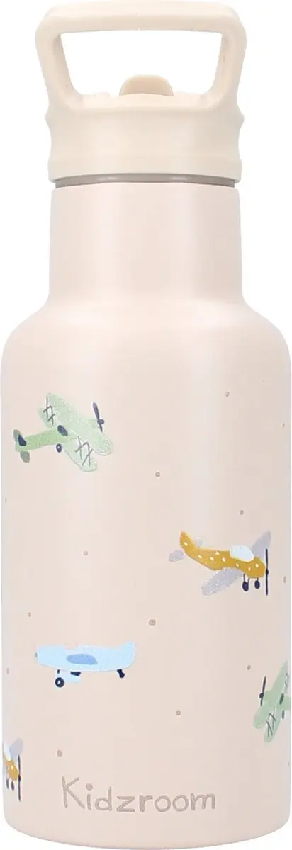 Kidzroom Small Talk Schoolbeker & Drinkfles 350ml - Beige