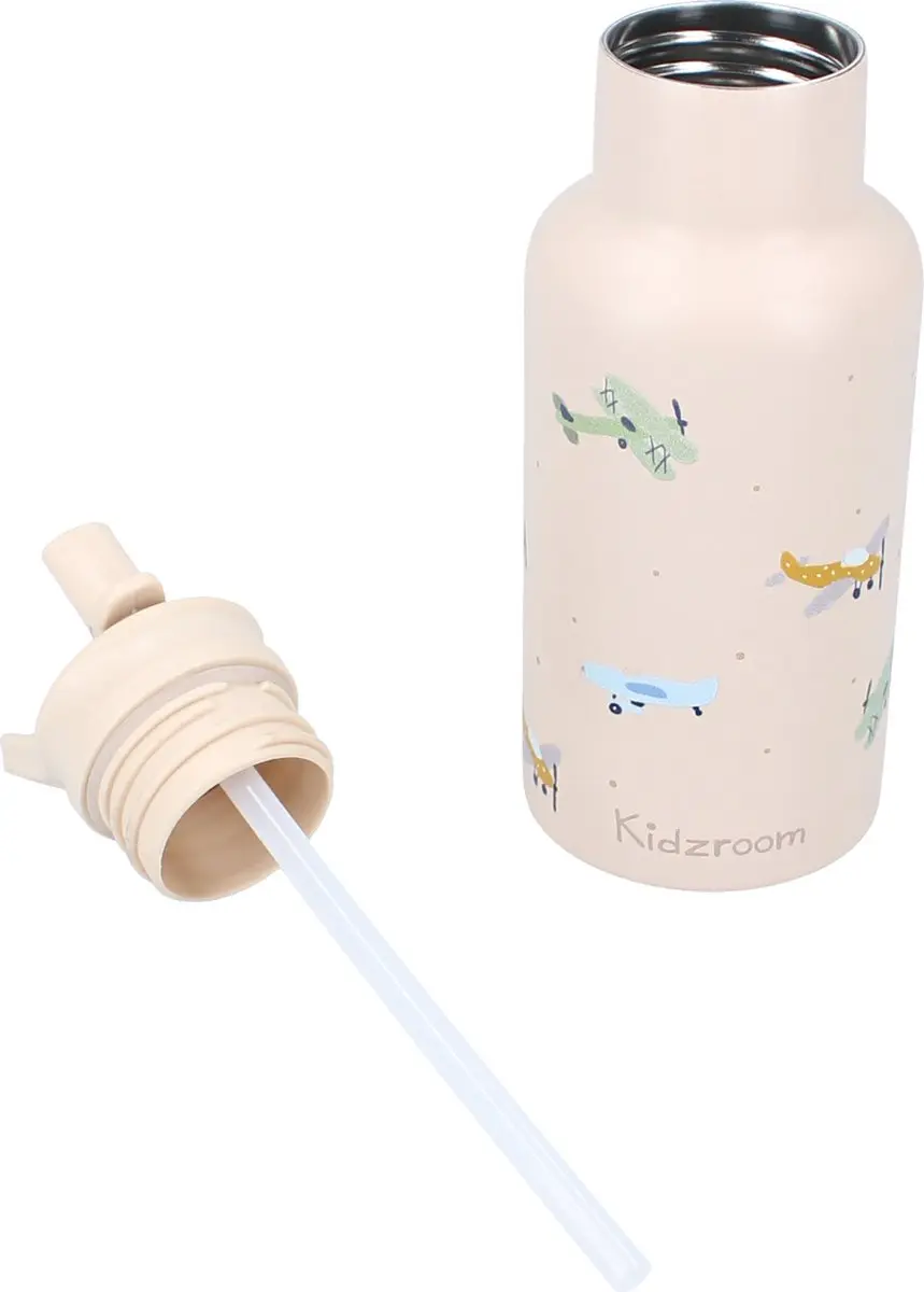 Kidzroom Small Talk Schoolbeker & Drinkfles 350ml - Beige
