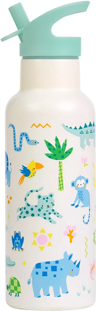 A Little Lovely Company XL Dubbelwandige RVS Drinkfles Jungle