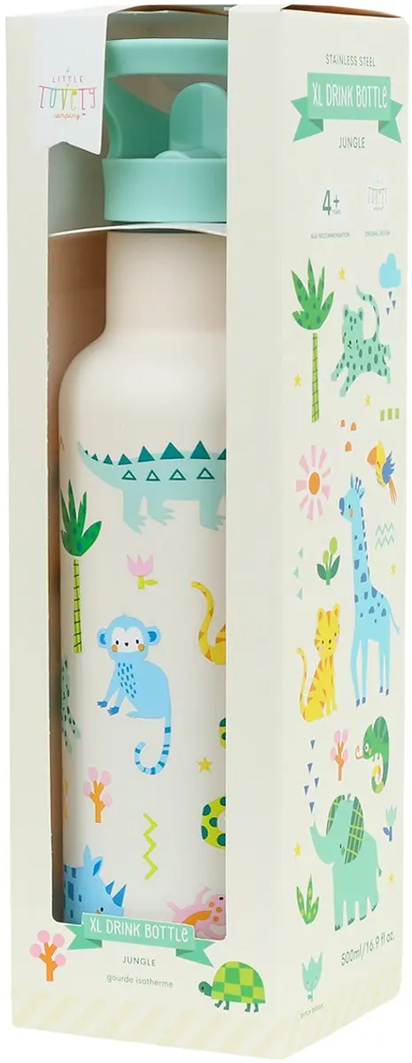 A Little Lovely Company XL Dubbelwandige RVS Drinkfles Jungle