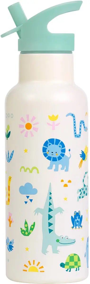 A Little Lovely Company XL Dubbelwandige RVS Drinkfles Jungle