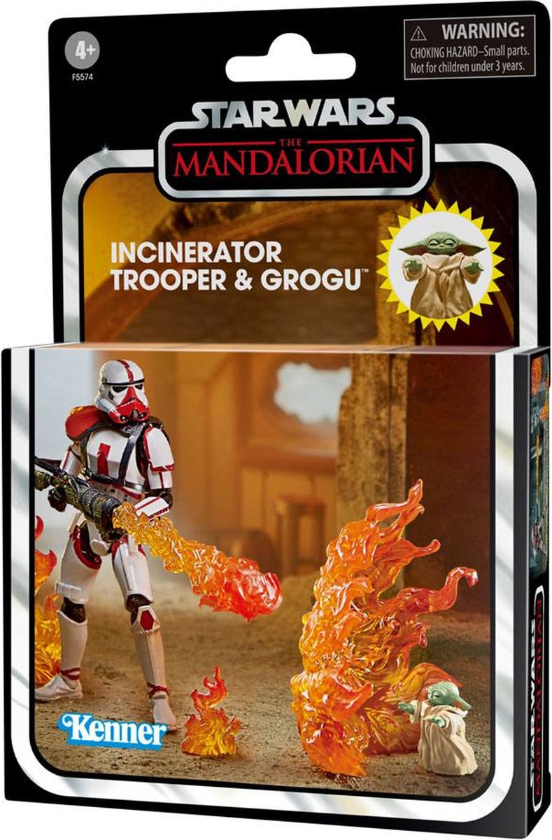 Hasbro Star Wars Actiefiguur Incinerator Trooper & Grogu 10 cm The Mandalorian Vintage Collection 2022 Multicolours