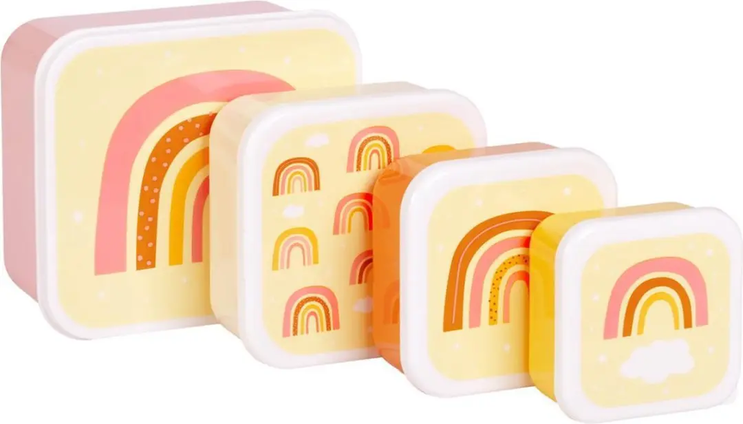 A Little Lovely Company Regenbogen Brooddoos - 4-delig