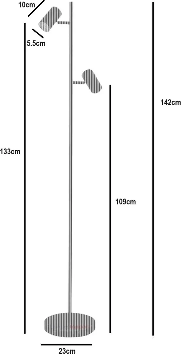 Highlight Burgos LED Vloerlamp 140cm - 2x10W Warm Wit - Zwart