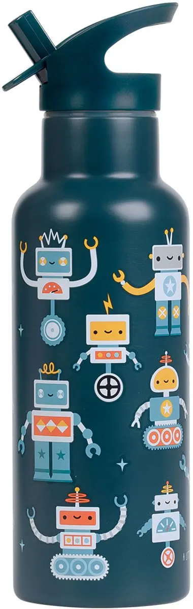 A Little Lovely Company XL Dubbelwandige RVS Drinkfles Robots