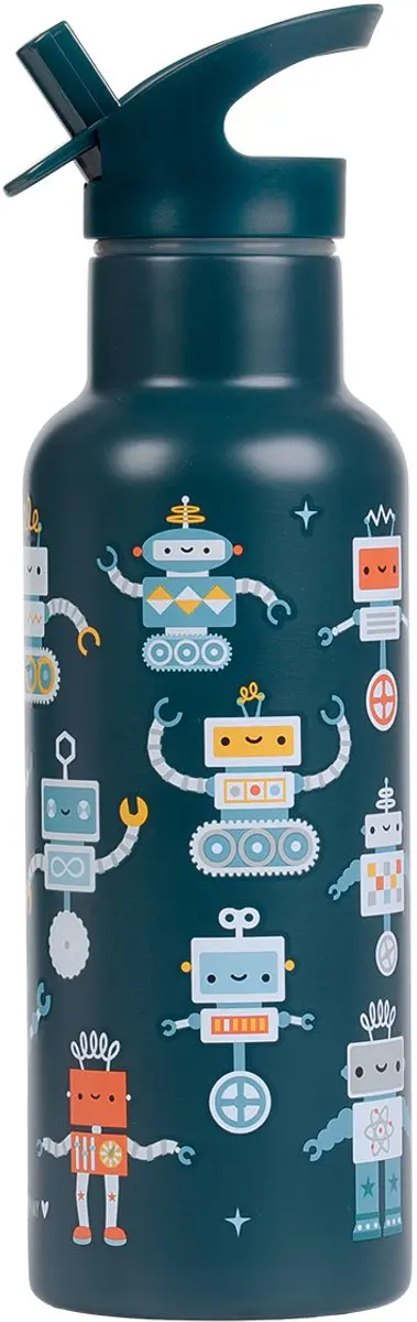 A Little Lovely Company XL Dubbelwandige RVS Drinkfles Robots