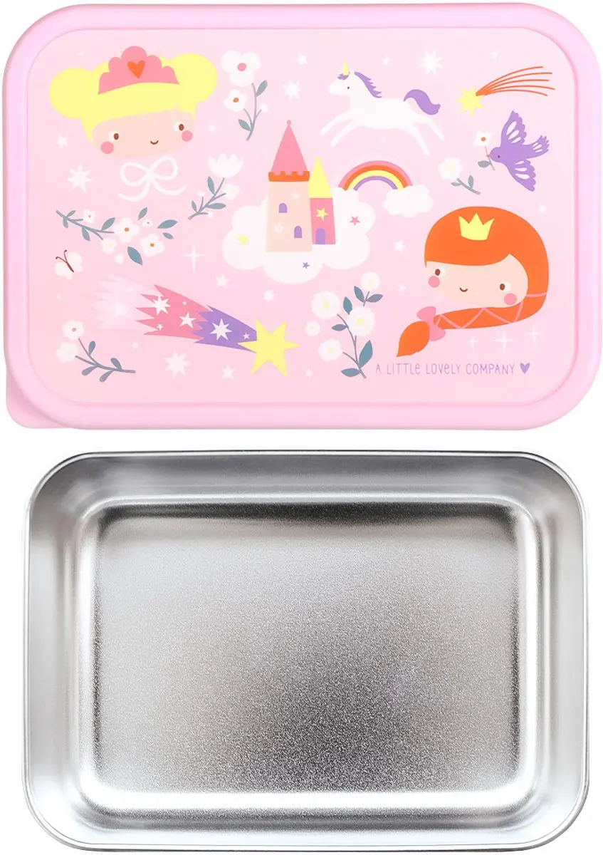 A Little Lovely Company Prinsessen RVS Lunchbox 0.9L - 2-delig