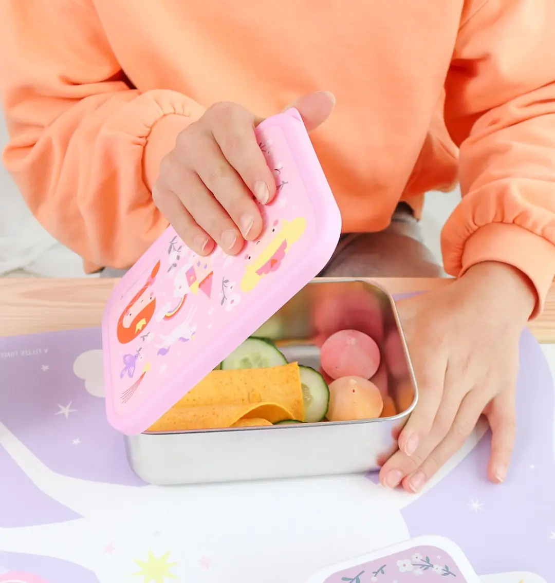 A Little Lovely Company Prinsessen RVS Lunchbox 0.9L - 2-delig