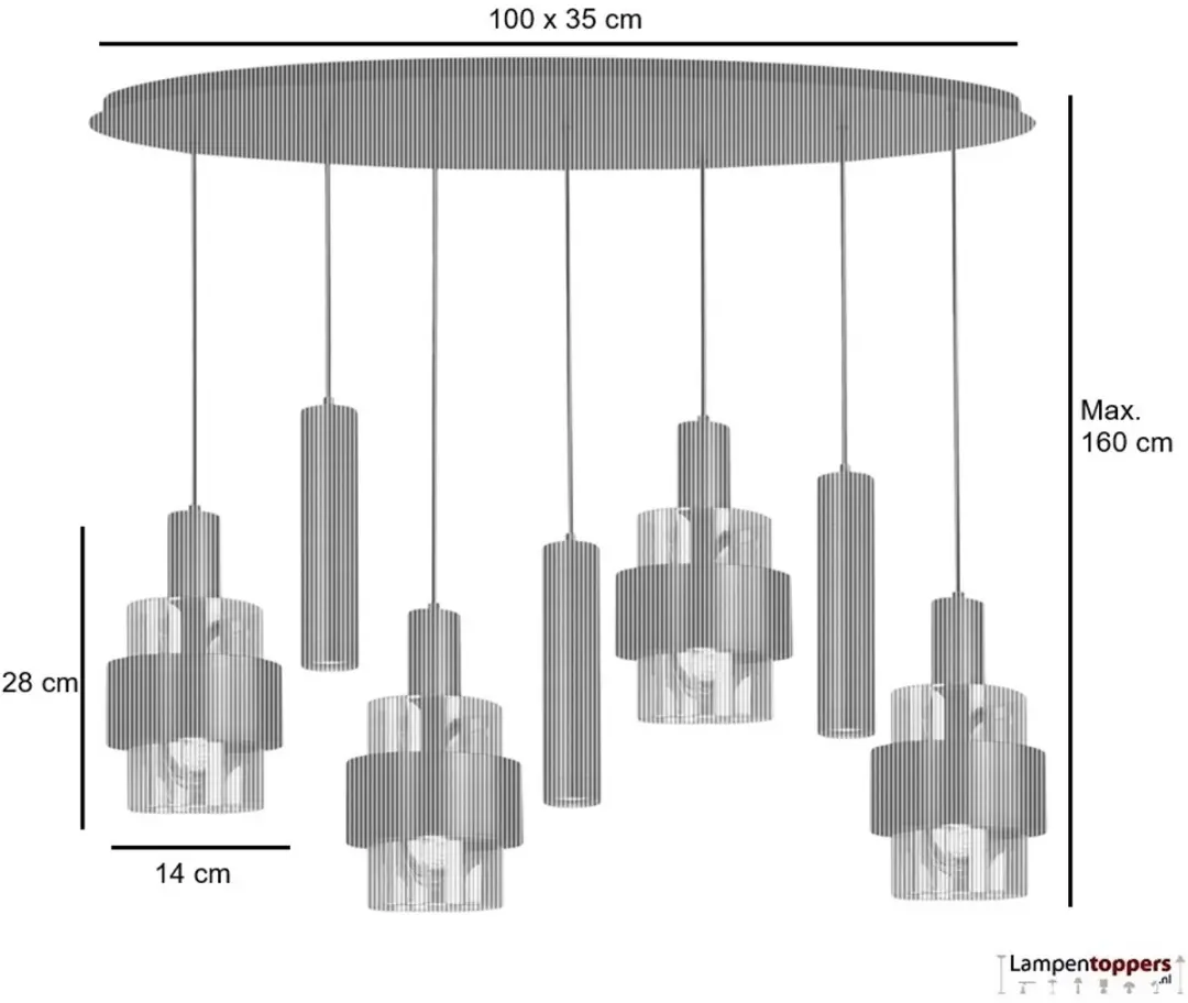 Highlight Hanglamp Marrone 3-lichts - Brons/Amber