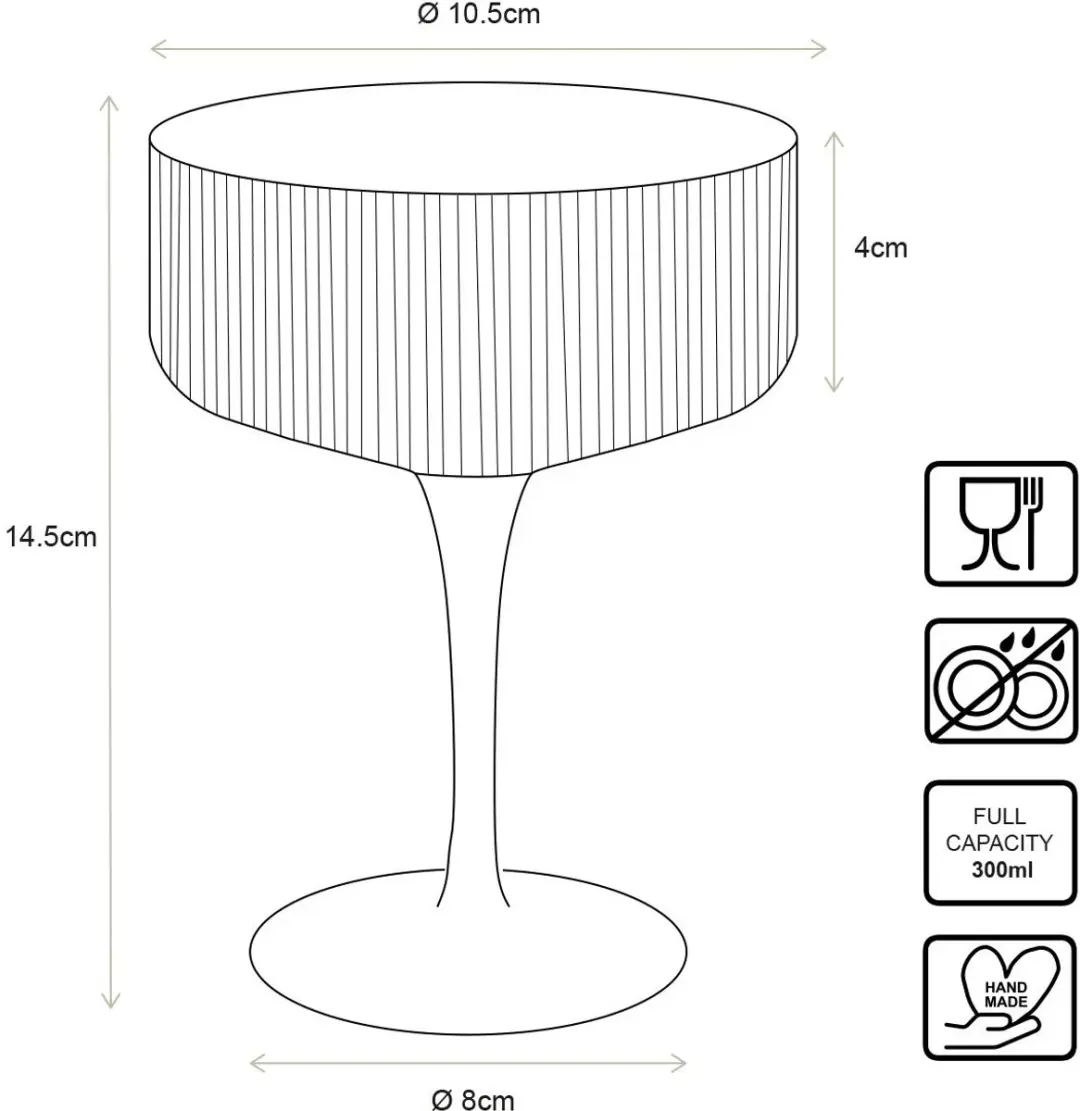 vtwonen Champagne Coupe 57.133.002 - 4 Stuks 230ml - Gouden Rand