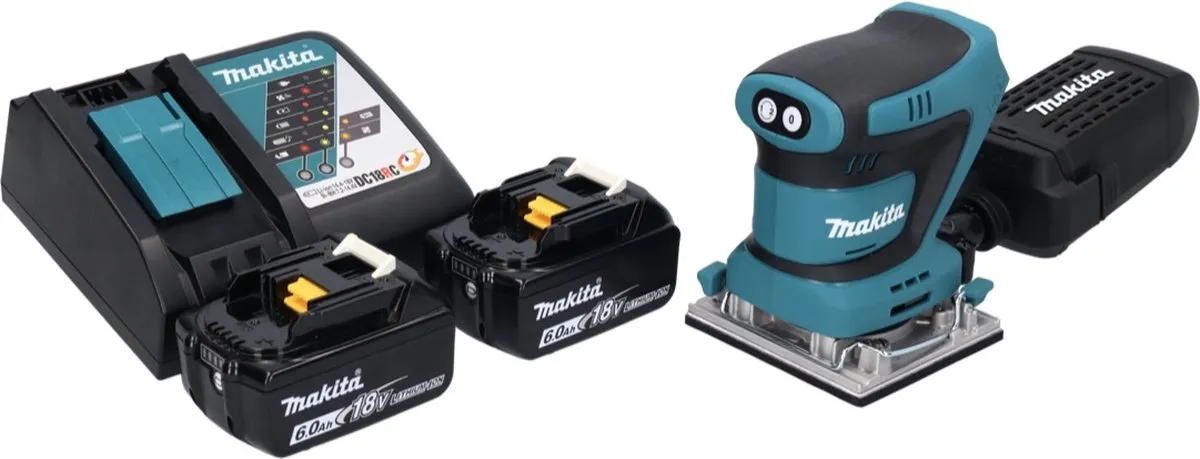 Makita DBO 482 RG Vlakschuurmachine 18V - 112x102mm - 2x 6.0Ah + Lader - afbeelding 4 van 5