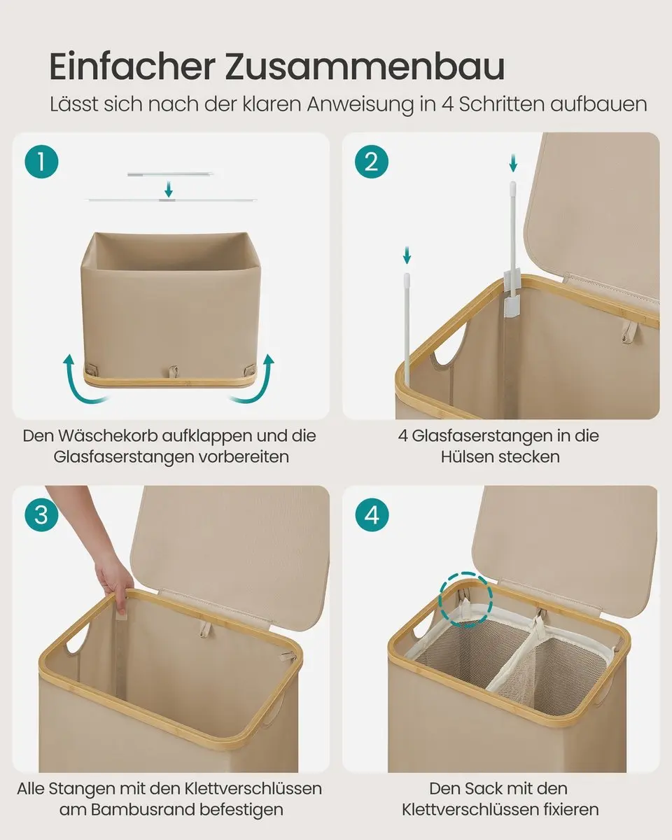 Songmics Wasmand 2 Compartimenten - Camelbruin