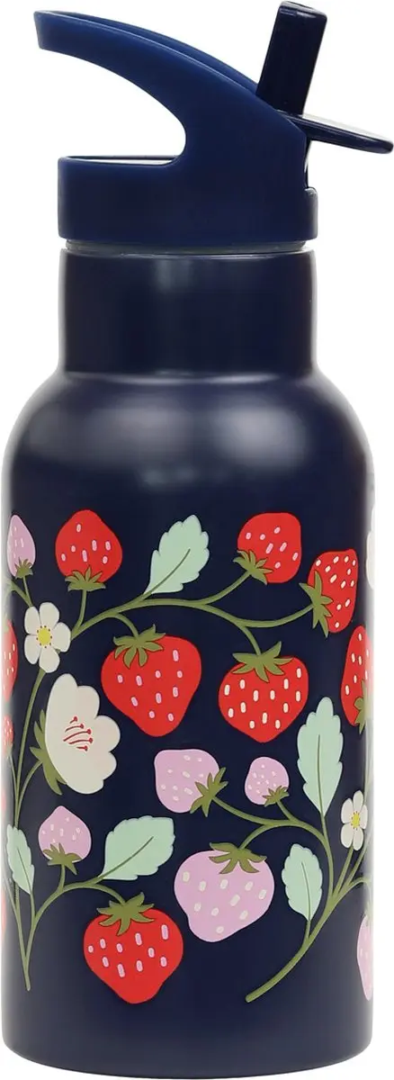 A Little Lovely Company Dubbelwandige RVS Drinkfles 690ml - Aardbeien