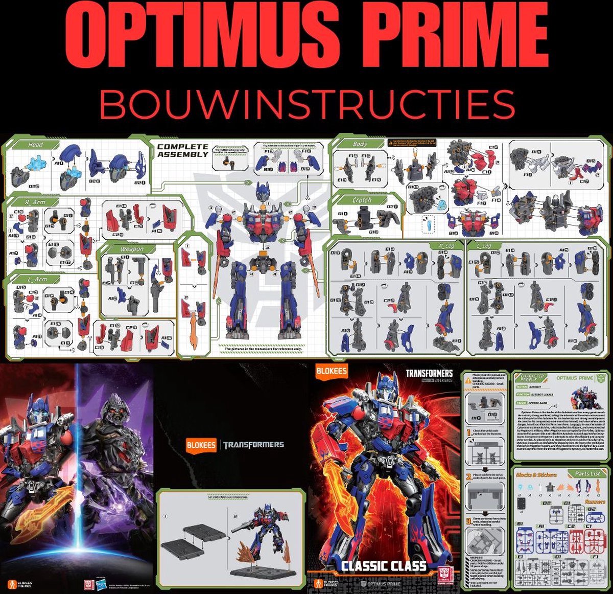 Blokees - Transformers Classic Class 09 Optimus Prime | Age of the Primes | Auto bots modelbouw | Action figure model kit | Speelgoed robot bouwpakketten voor volwassenen & kinderen | War for Cybertron