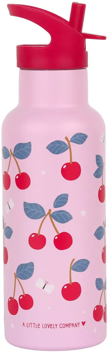 A Little Lovely Company XL Dubbelwandige RVS Drinkfles 920ml - Kersen