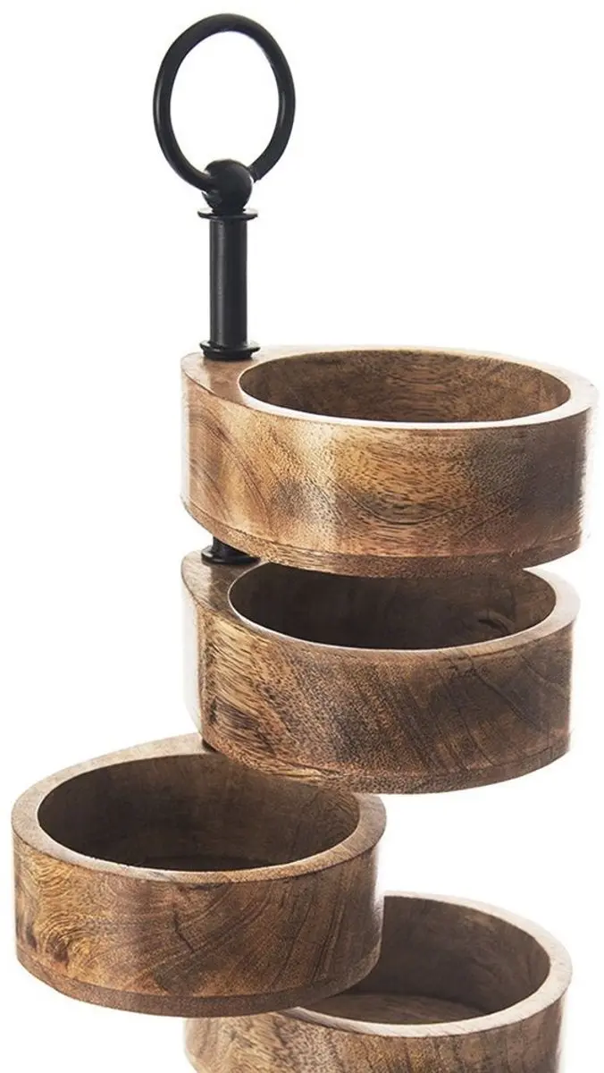 Orion Mango Houten Patera 5 Niveau's 44,5cm - Zwart Metaal