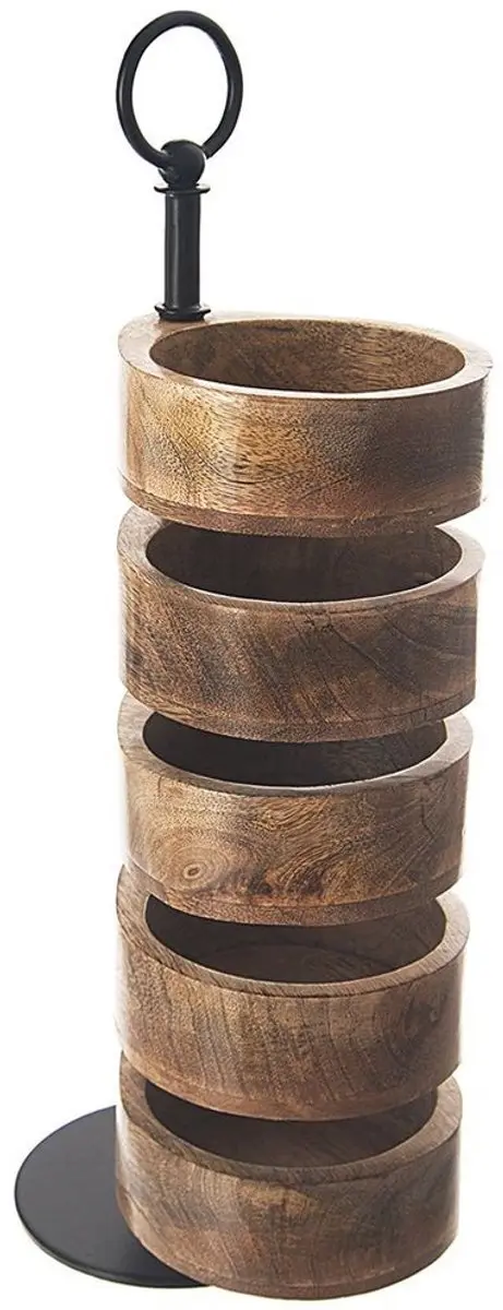 Orion Mango Houten Patera 5 Niveau's 44,5cm - Zwart Metaal