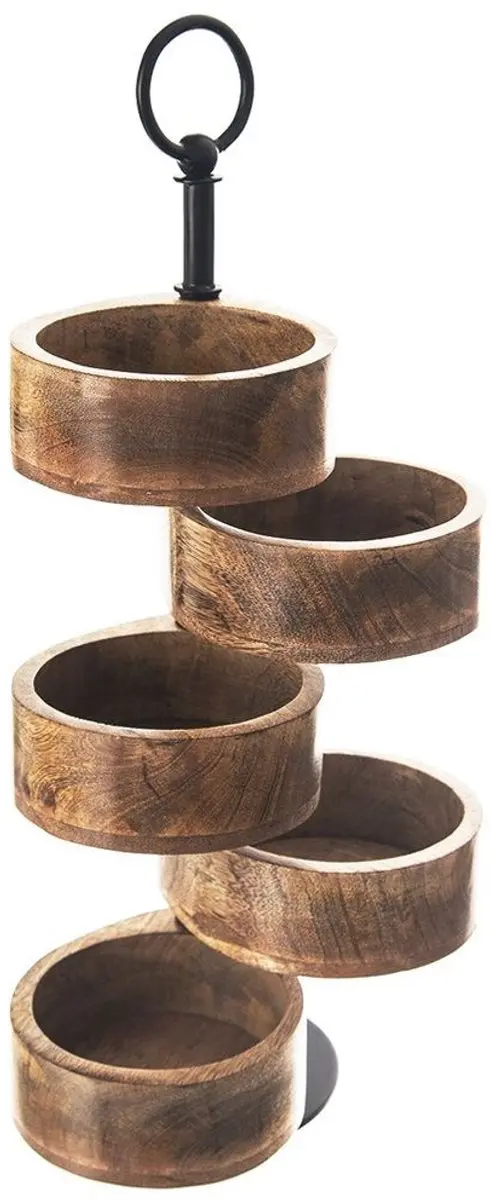 Orion Mango Houten Patera 5 Niveau's 44,5cm - Zwart Metaal - afbeelding 6 van 6