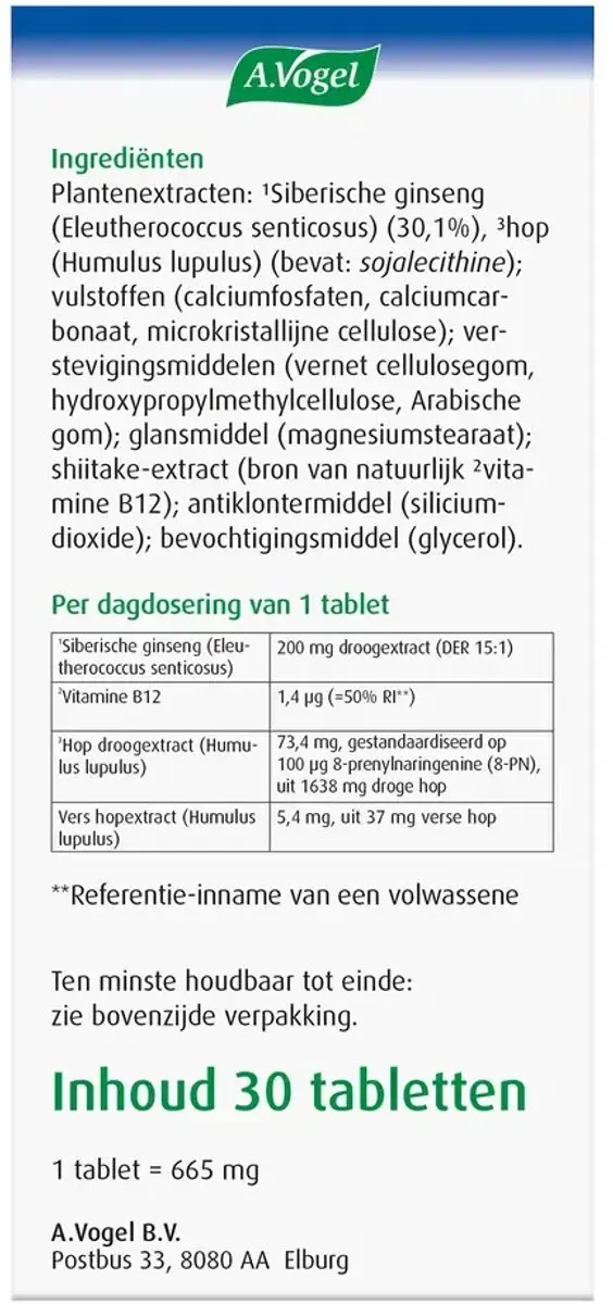 A.Vogel Perimenopauze Fysiek - 30 Tabletten