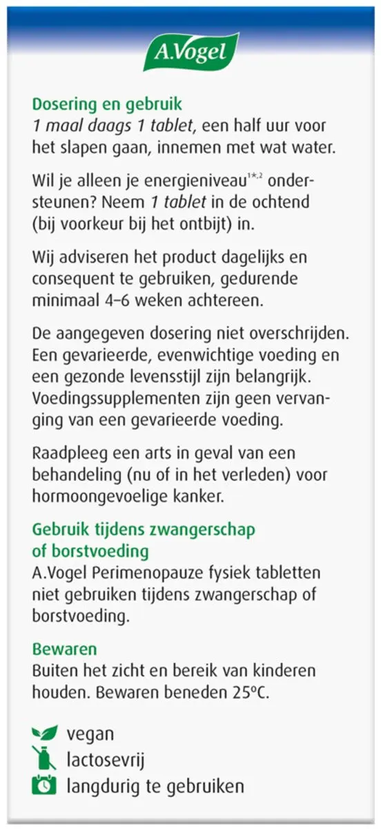 A.Vogel Perimenopauze Fysiek - 30 Tabletten