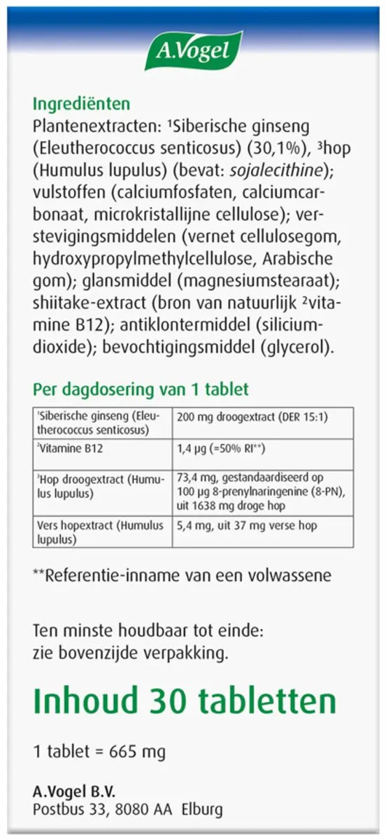 A.Vogel Perimenopauze Fysiek - 30 Tabletten