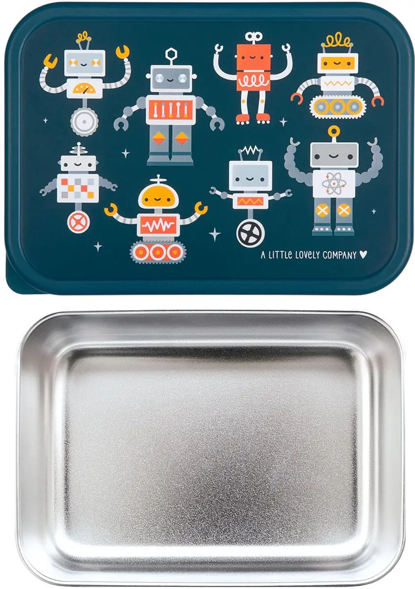 A Little Lovely Company RVS Lunchbox Robots - 0.9L