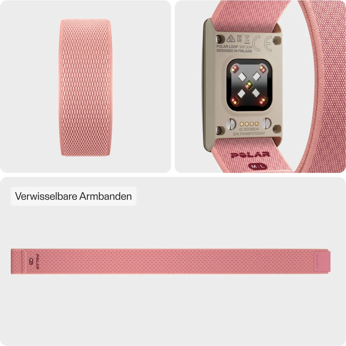 Polar Loop SoftWeave Horlogeband - SOFT PINK - S/M & M/L