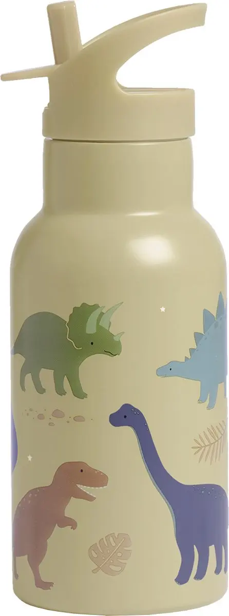 A Little Lovely Company Dubbelwandige RVS Drinkfles Dinosaurussen 400ml