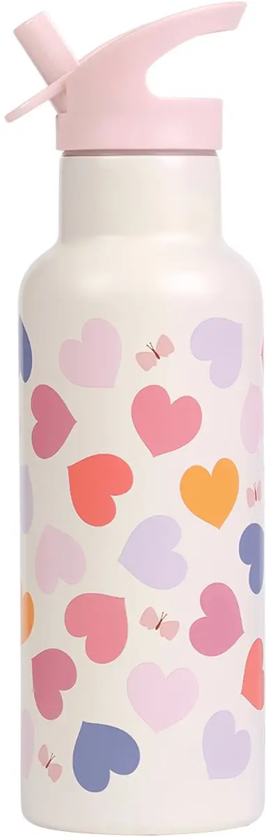 A Little Lovely Company XL Dubbelwandige RVS Drinkfles Hartjes