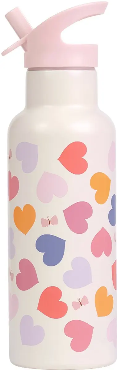A Little Lovely Company XL Dubbelwandige RVS Drinkfles Hartjes