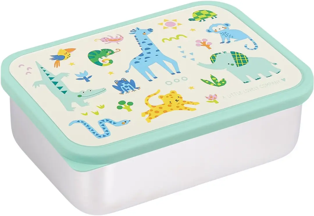 A Little Lovely Company Jungle RVS Lunchbox 0.9L - 2-delig