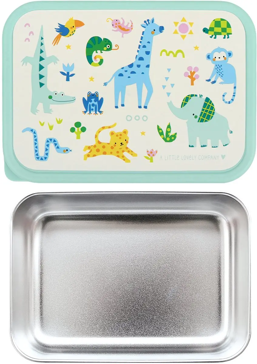 A Little Lovely Company Jungle RVS Lunchbox 0.9L - 2-delig
