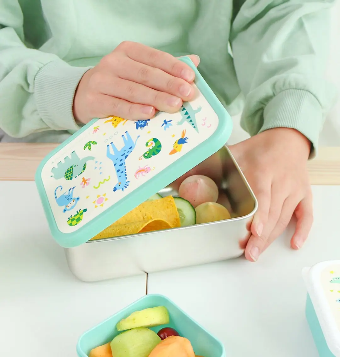 A Little Lovely Company Jungle RVS Lunchbox 0.9L - 2-delig