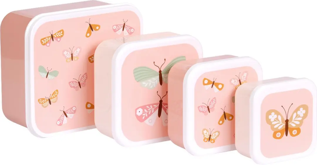 A Little Lovely Company Brooddoos Vlinders - 4-delig Set