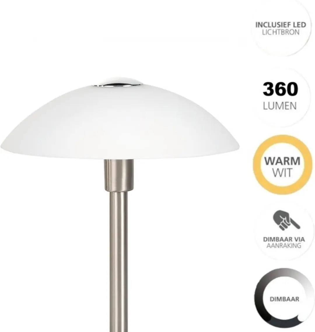 Highlight Tafellamp Touch 26cm - Mat Staal - afbeelding 6 van 6