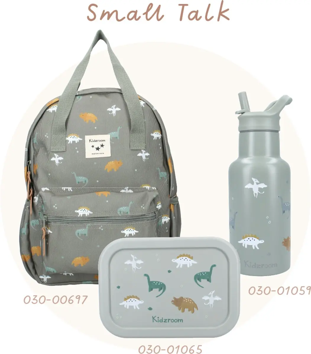 Kidzroom Small Talk Schoolbeker & Drinkfles 350ml - Groen - afbeelding 6 van 6