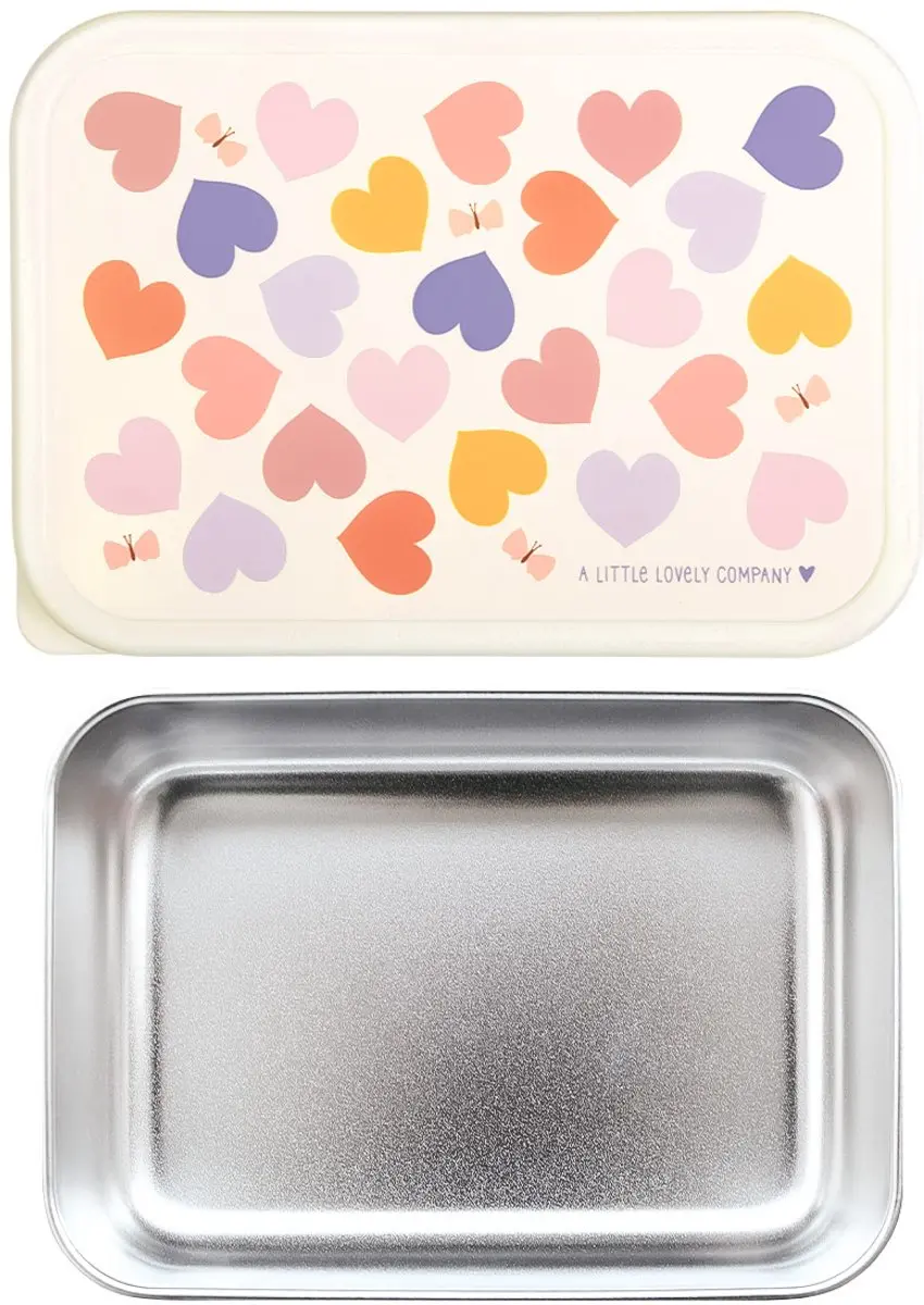 A Little Lovely Company RVS Lunchbox Hartjes - 0.9L